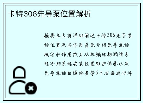 卡特306先导泵位置解析